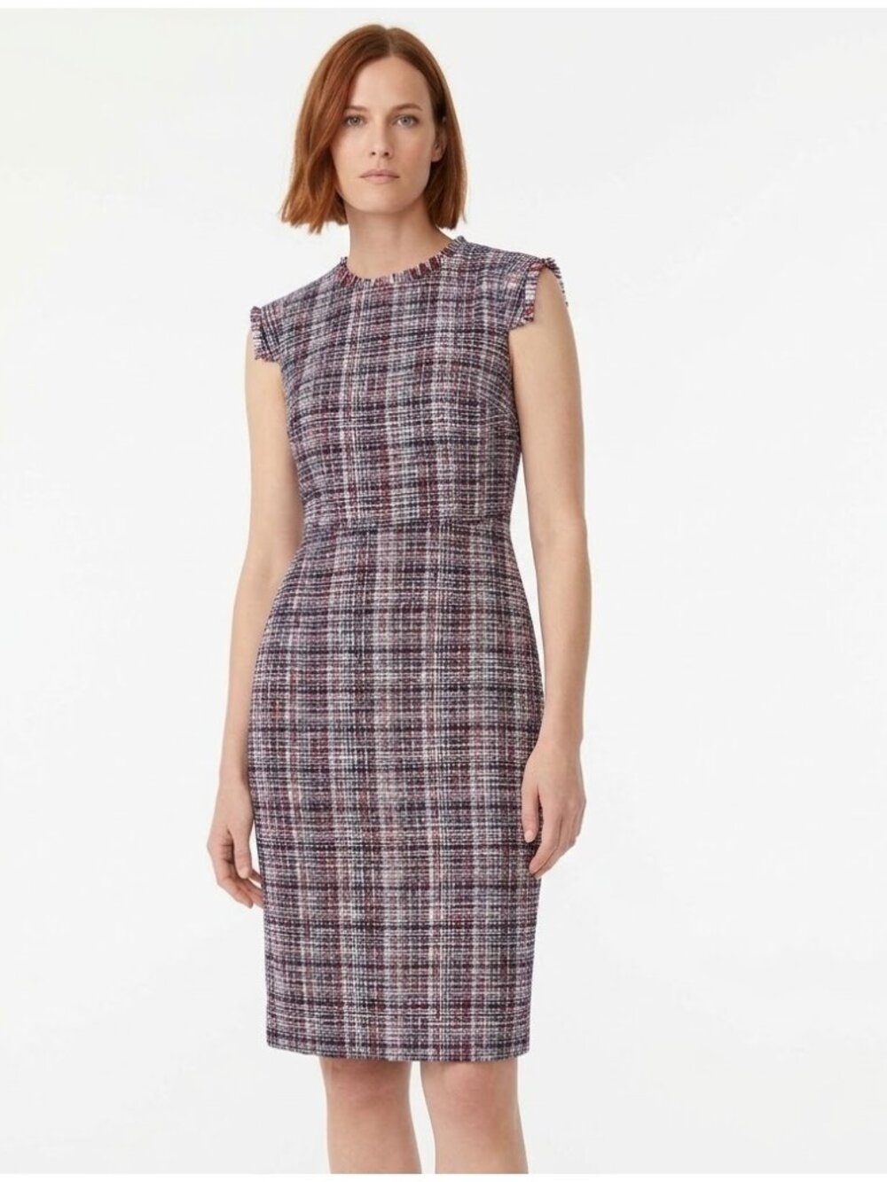 NWT J.Crew Resume Sheath in Jardin Tweed Navy Azalea Tweed Dress 12